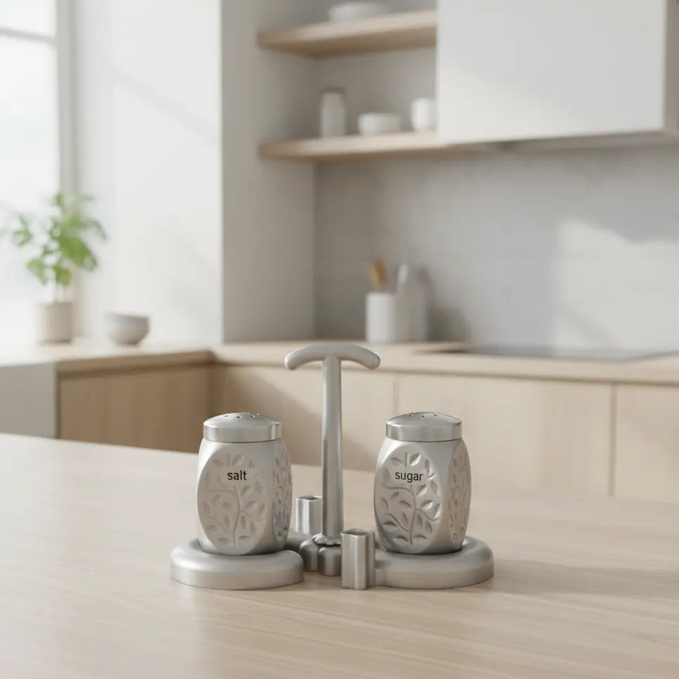 Premium Kitchen Salt and Sugar Pot Set – Stylish Aluminium Storage Anglic