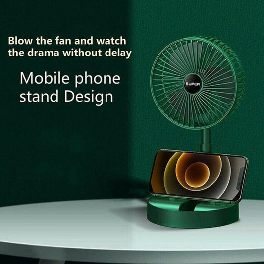 Folding Portable Telescopic Floor/Desk USB Fan with Rechargeable Battery 3 Speeds Adjustable Height