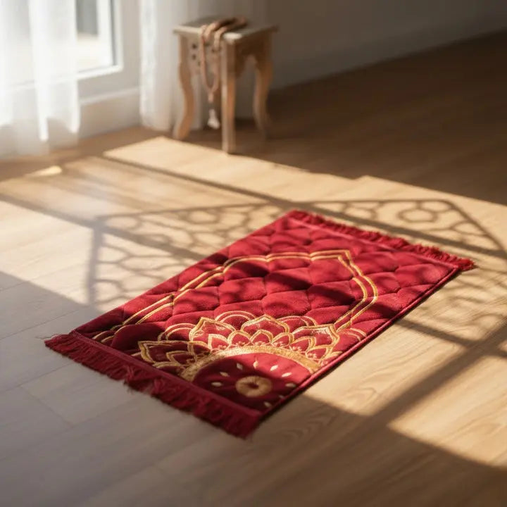 Travel-Friendly Velvet Prayer Mat Anglic