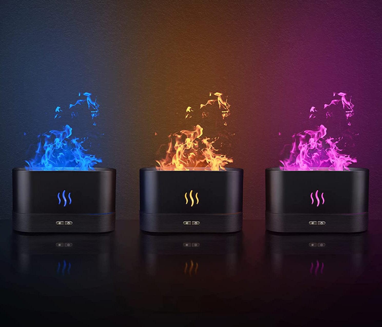 Flame Air Diffuser & Humidifier | Portable Noiseless Aroma Diffuser | Essential Oil Scent & Relaxing Mood Lighting