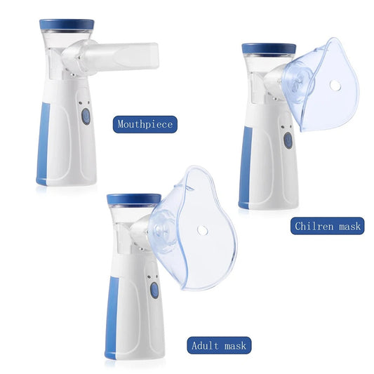 Three different masks for an inhaler device on a white background