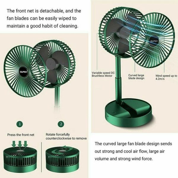 Rechargeable Telescopic Folding Table Fan 