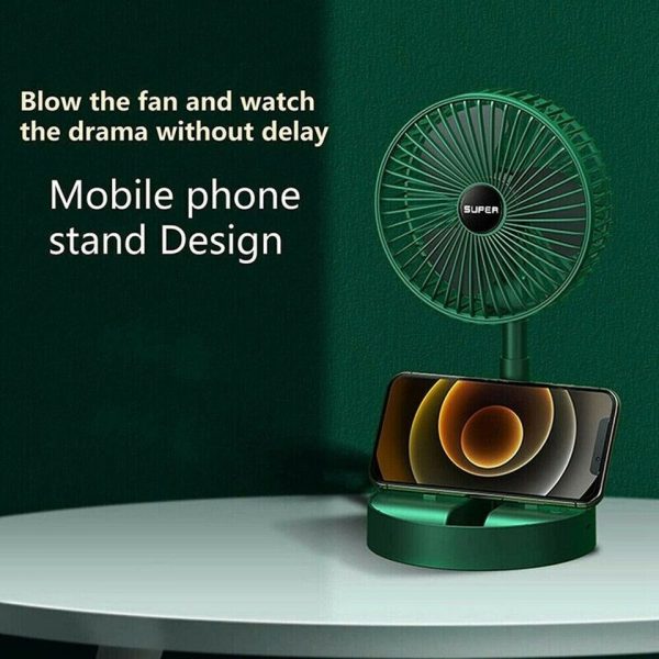 Folding Portable Telescopic Floor/Desk USB Fan with Rechargeable Battery 3 Speeds Adjustable Height