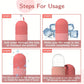 Step-by-step guide on how to use a pink ice cube mold with text instructions.